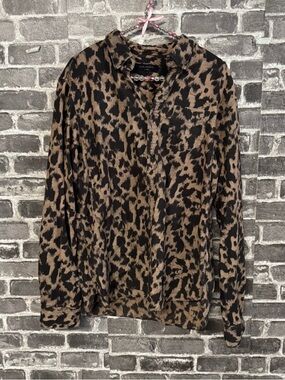 All Saints Montaud Button Down Shirt leopard animal print